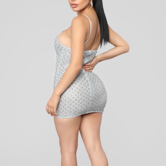 Silver sparkly glitter mini dress - Picture 2 of 4